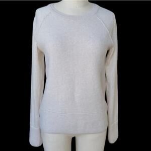 Tahari Extrafine Merino Wool Sweater Beige Pullover Minimalist Workwear Size L